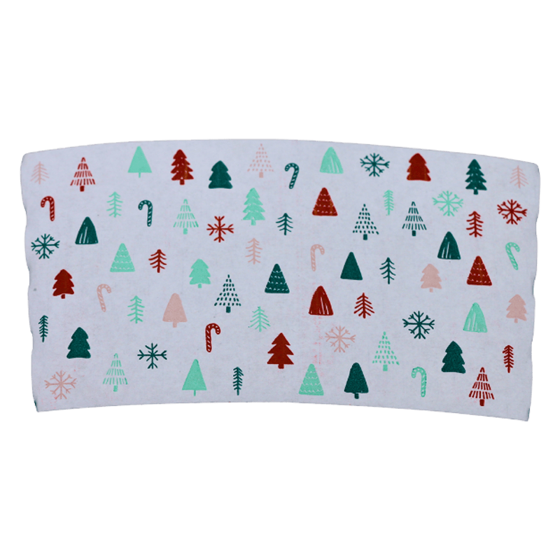 أكمام فنجان القهوة الورقية المطبوعة على شكل شجرة عيد الميلاد